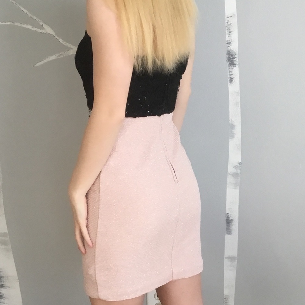 Black and soft peach  evening dress